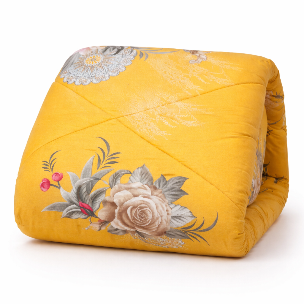 Luxury Yellow Floral Winter Comforter