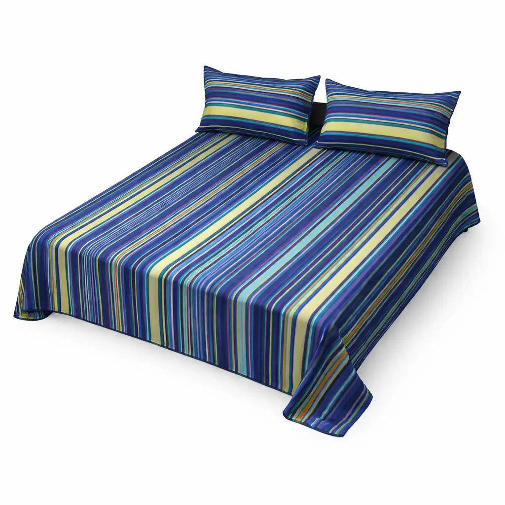 Classical Home Tex J1 Blue Stripped Bedsheet with Pillow Cover