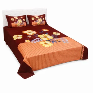 Home Tex Bangladesh RTP Cherry Wood Burgundy Bed Sheet 4pcs set