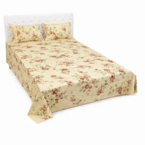 Premium Pale Yellow Floral Print Bed Set