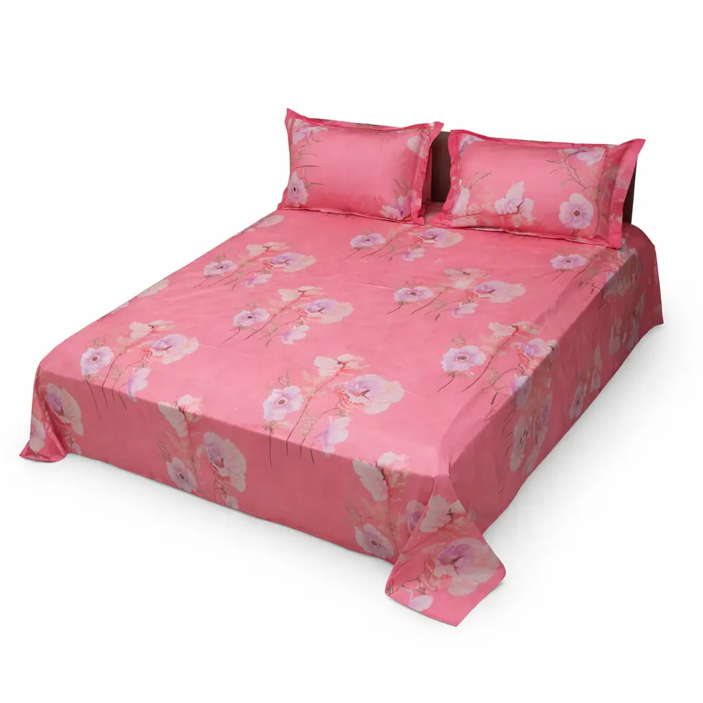 Classical Home Tex Pink Dream Floral Print Bedsheet and Pillow Cover