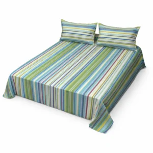 Classical Home Tex J1 Green Stripped Bedsheet with Pillow Cover