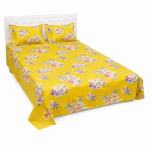 Premium Yellow Floral Print Bed Set