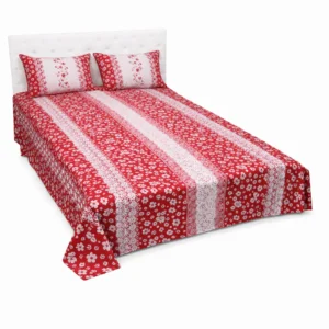 Red White Tiny Flower Print Bed Set