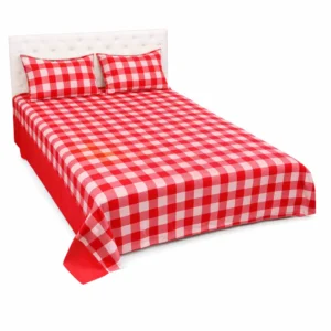 Red and White Gingham Bed Set