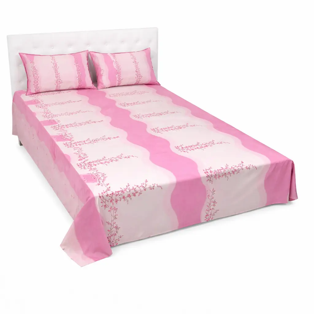 Classical Home Tex Soft Pink White Floral Print Bed Set